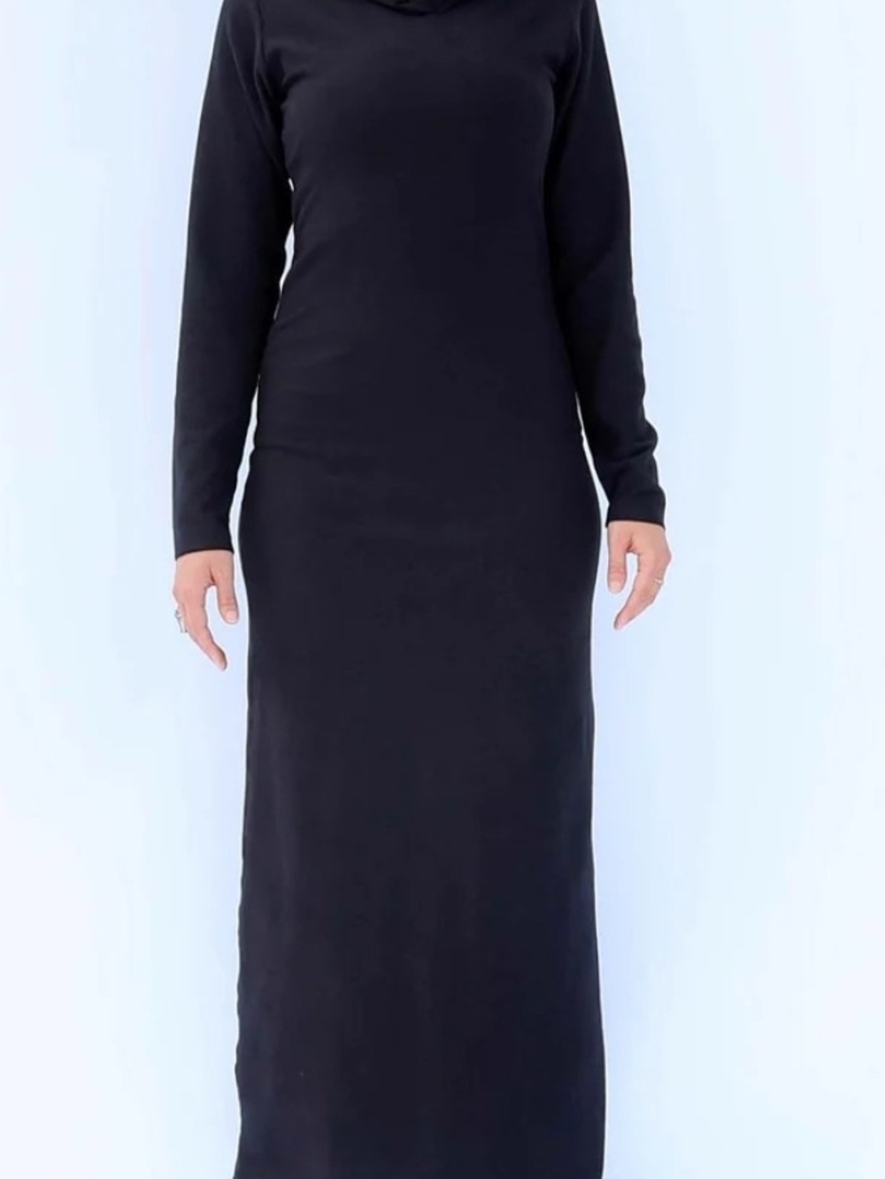 Black Long Sleeve Maxi Dress - Minimalist Women’s Dress